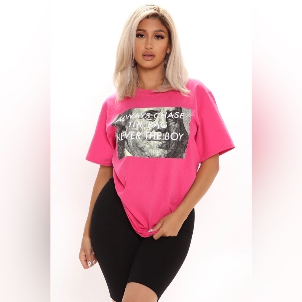 Fashion Nova | Barbie Core “Chase The Bag Never The Boy” Tee Shirt